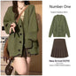Women's Sweater Jacket And Retro Pleated Skirt Two-Piece Set