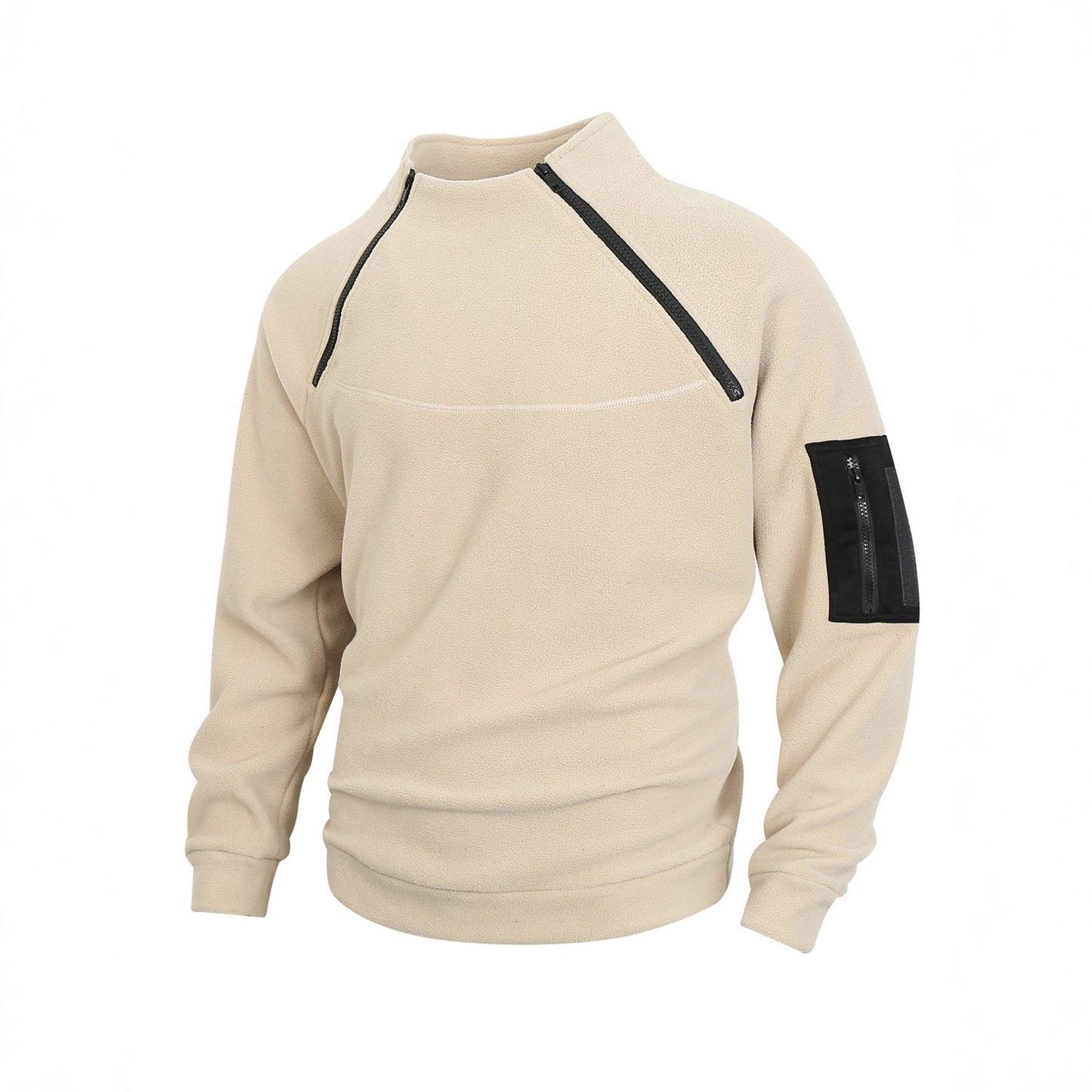 Men's Premium Coral Fleece Pullover Coat - Stand Collar Long Sleeve Winter Jacket