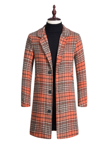 Men's Lapel Trench Coat Mid-length Woolen Coat