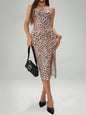 Summer Printed Suspender Split Dress Fashion Slim Lace-up Long Dresses For Women Clothing