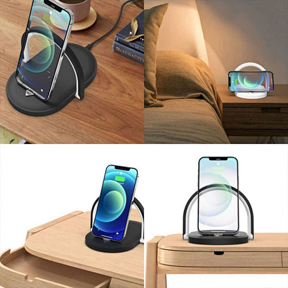 3-in-1 Wireless Charging Station with LED Night Light | 15W Fast Charger Desk Lamp