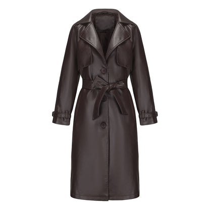 Women's Long, Loose-fit Classic Trench Coat With A Lapel And Belt
