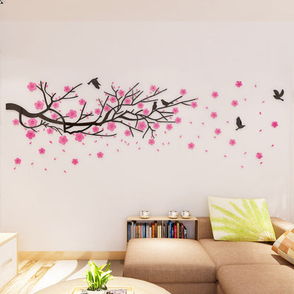 3D Acrylic Wall Decals - Elegant Floral Branch Design for Living Room & Bedroom Decor
