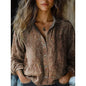 Retro Print Long Sleeve Casual Shirt