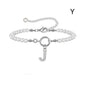 2024 New Fashion Toggle Clasp Initial Bracelet Women A-Z Letter Pendant 6mm Pearl Bracelet For Women Jewelry Gift