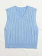 SpringSummer Knitted Cabled Vest Pullover With V-Neck
