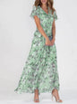 Flowers Print Short Sleeve Dress Summer Fashion Ruffle Beach Dresses Women's Clothing