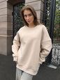 Fashionable Casual Retro Solid-color Thickened Crewneck Sweatshirt