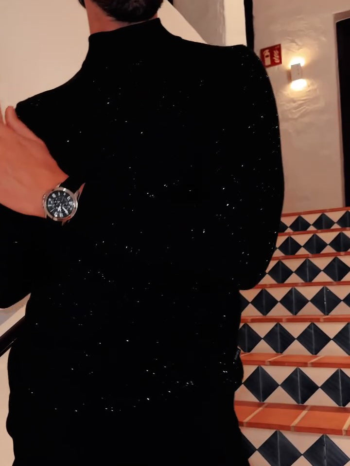 Men's Elegant Sequined Long Sleeve Top