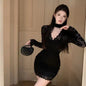 Halter Lace Dress Women's Autumn And Winter Hip-wrapped Figure Inner Skirt
