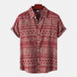 Men's Plus Size Summer Loose Short Sleeves Shirt Retro
