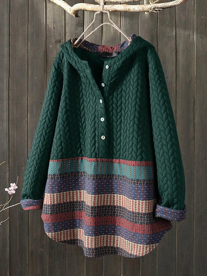Short Coat Ethnic Style Printed Long-sleeved Mid-length Women's Coat