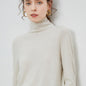 New Women's Loose-fit Ribbed Turtleneck Cropped Knit Pullover Sweater