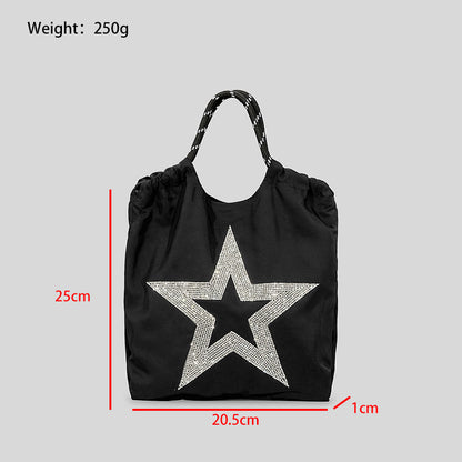 Five-pointed Star Oxford Cloth Pull-belt Handbag Women's Simple