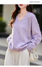 V-neck Cashmere Knit Women's Loose-fit Sweater