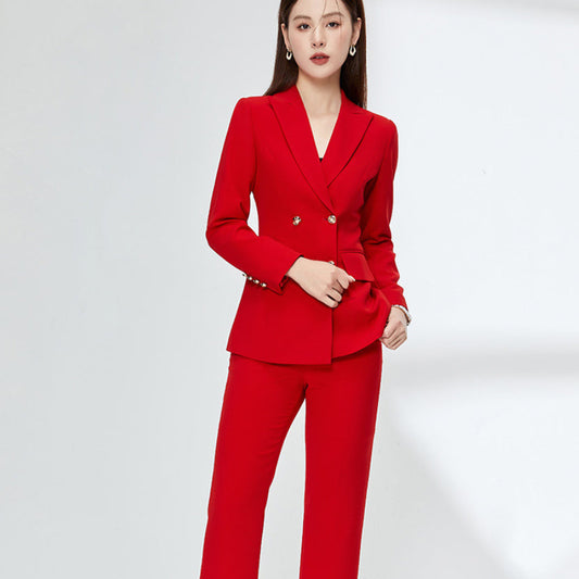 Professional Suit Set Womens Red Fashionable