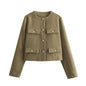 Multi-color Round Neck Casual Short Little Fragrance Style Blazer