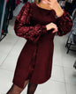 Women's Elegant Patchwork Sequin Puff Sleeve Short Dress