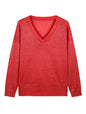 Casual Minimalist, Loose-fitting V-neck Knit Top For Women