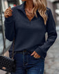 New Solid Color Half Zipper Stand Up Collar Women's Hoodie