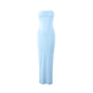 Spicy Girl Style Tube Top Bodycon Side-Slit Long Solid-Color Dress