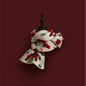 Red Knitted Scarf With Elk Print And Snowflake Pattern Designed For Warmth