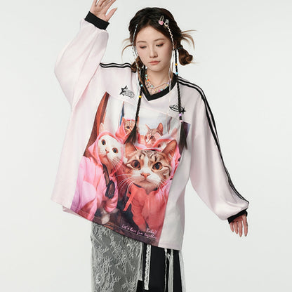 Women's Casual Printed American High-street Loose Top
