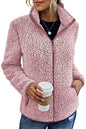 Fall Winter Warm Sweatshirt Stand Collar Solid Color Top Sweater Women's Casual Fashion Long Sleeve Zipper Bubble Velvet Coat Tops