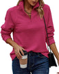 New Solid Color Half Zipper Stand Up Collar Women's Hoodie