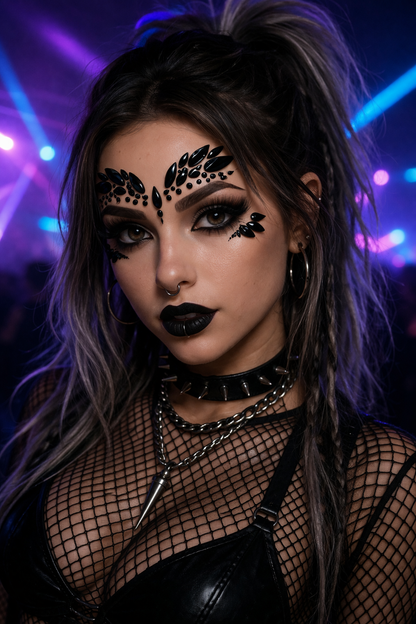 Black Festival Face Gems – Self Adhesive Rave Face Jewels (Nemesis)