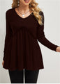 Loose-fit Ruffled Pleated V-neck T-shirt For Women