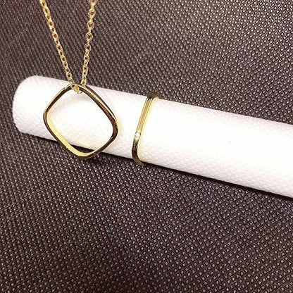 Small Square Ring Pendant Clavicle Chain Titanium Steel
