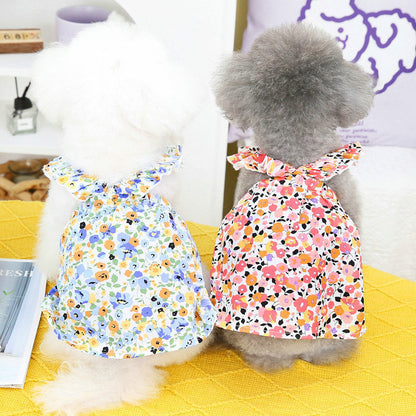 Cross Flower Skirt Pet Small And Medium-sized Dog Casual Clothing
