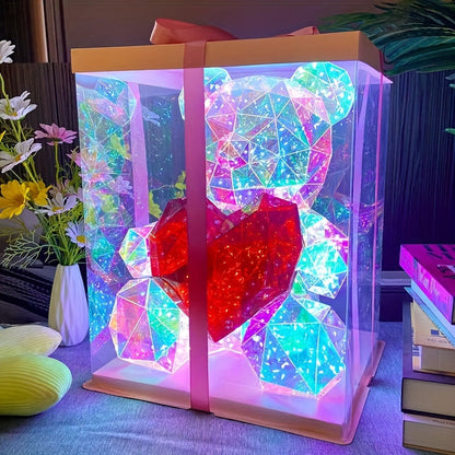 Enchanting LED Bear Figurine - USB & Battery Powered, Perfect for Christmas, Valentine's Day, Weddings, Birthdays & Parties - Contemporary Style with Gift Box Packaging