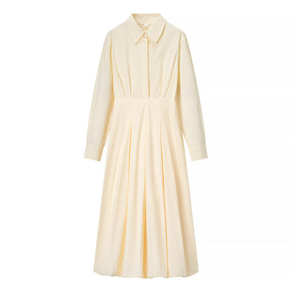 Women's Cotton Solid Color Long Sleeve Dress