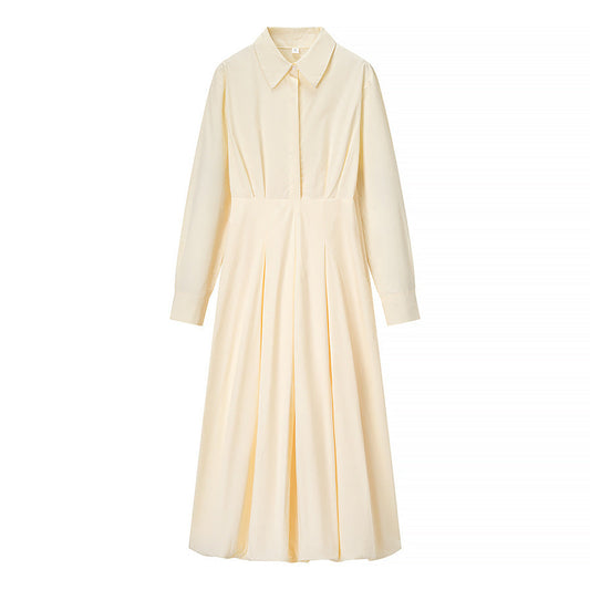 Women's Cotton Solid Color Long Sleeve Dress