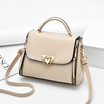 Fashionable Simple Solid Color Leather Small Square Bag