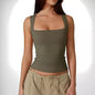 Summer Square-neck Tank Vest Ins Fashion Slim Solid Sleeveless Tops For Women Clothing