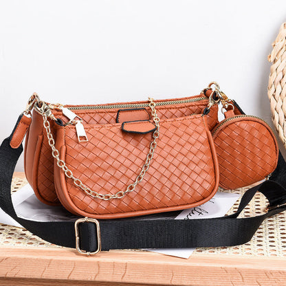 Fashion Woven Pattern PU Leather Crossbody Bag