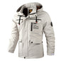 Men's Waterproof Windbreaker Jacket - Hooded Winter Coat with Fleece Lining