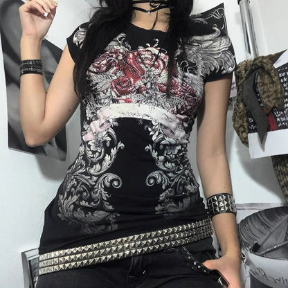 European-style Trendy Women's Slim-fit Short-sleeve Tops For Girls