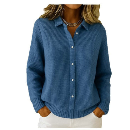 Casual Fashion Button Knitted Lapel Sweater