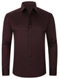 Solid Long Sleeve Shirt Fashion Slim Lapel Button Office Business Shirt Men's Clothing
