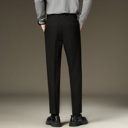 Men's Straight Fluffy Fleece Padded Suit Pants
