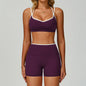 Contrastcolor Trimmed Women's TightfittingBackrevealing Yoga Wear Sports  Outdoor Fitness Set