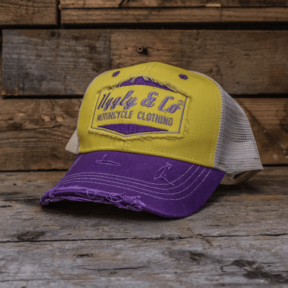 Yellow & Purple Diamond Trucker Hat
