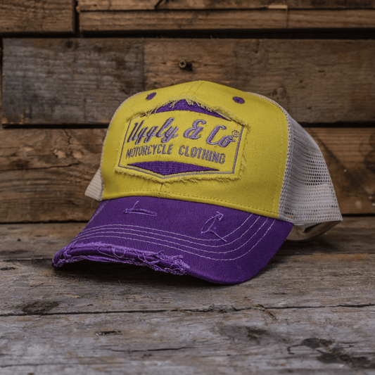 Yellow & Purple Diamond Trucker Hat