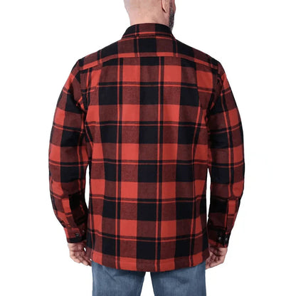 Carhartt 105939 Relaxed Fit Heavyweight Flannel Sherpa-Lined Shirt Jacket Red Ochre Small