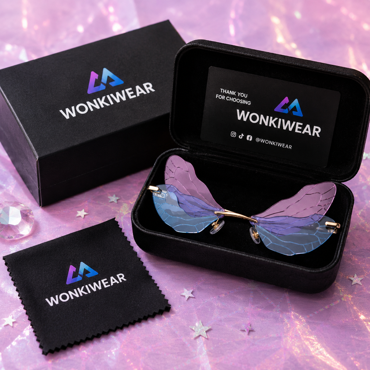 Dragonfly Wing Sunglasses – Lilac Blue Festival Fairycore Glasses