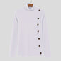 European And American Men Casual Sweater Turtleneck Buttons Solid Color Long Sleeve